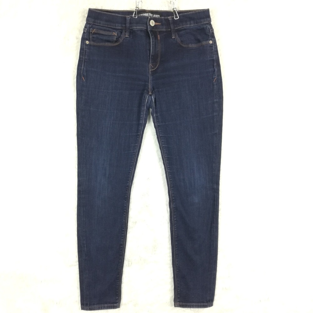 Express Womens Jeans Jegging Mid Rise Legging‎ Blue Denim Dark Wash Stretch 10